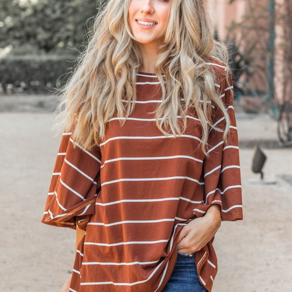 Bell Sleeve Striped Austin Top