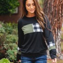 White Buffalo /Olive Small The Bonnie Colorblock Plaid Top