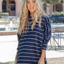 Navy Small Oversized Stripe Renee Top