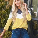 Charcoal Yellow Small Chevron Detail Stripe Darla Top