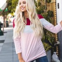 Red Gray Pink Small Chevron Detail Stripe Darla Top