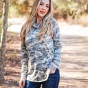 Camo Small Patterned Cowl Neck Top