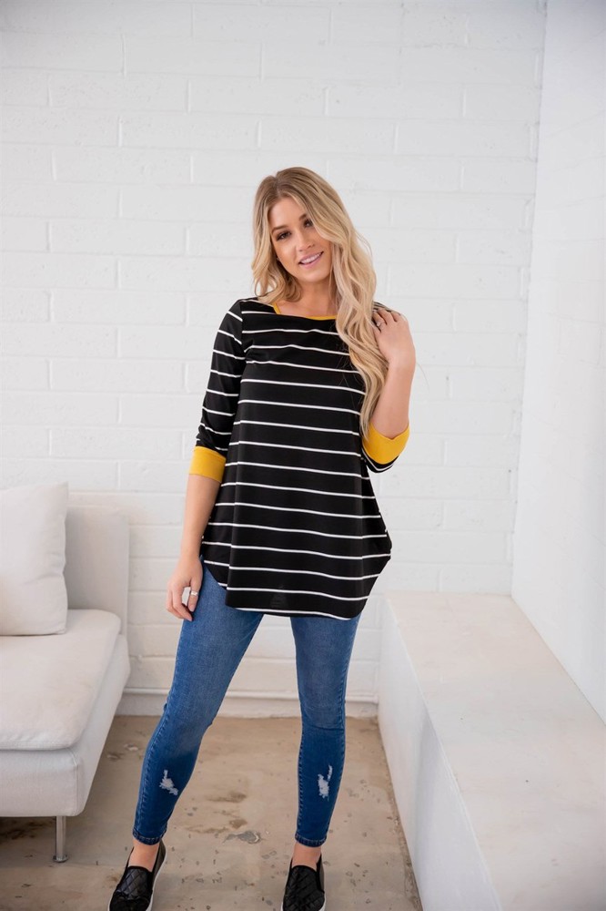 3/4 Sleeve Stripe Stella Top