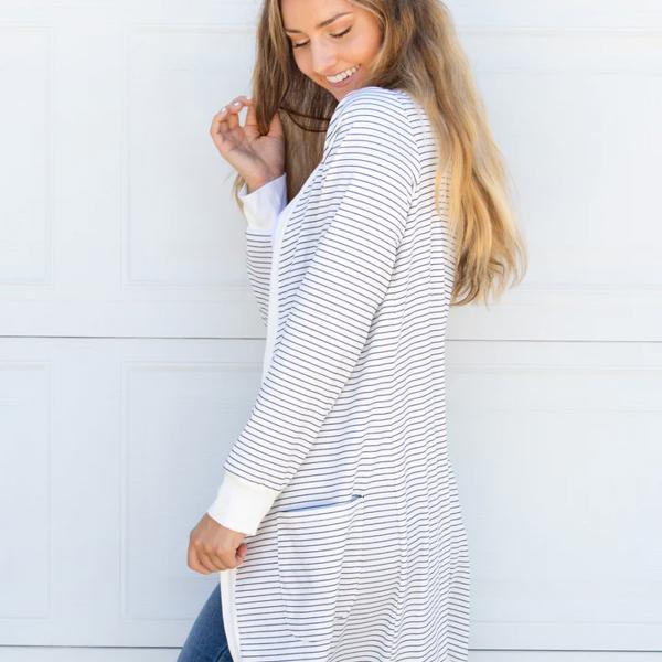 Striped Pocket Cardigan