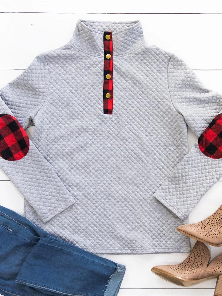 Sammy Plaid Accent Quilted Pullover