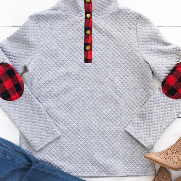 Sammy Plaid Accent Quilted Pullover