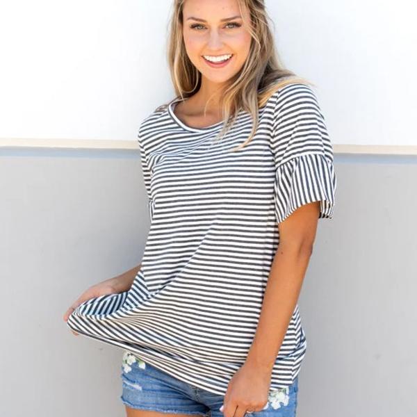 Striped Flare Sleeve Tunic