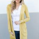 Yellow 1X Long Pocket Cardigan