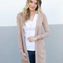 Tan 1X Long Pocket Cardigan