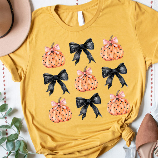 Polka Dot Bows and Pumpkins Graphic Tee