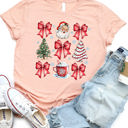 Small Peach Christmas & Bows Coquette Graphic Tee