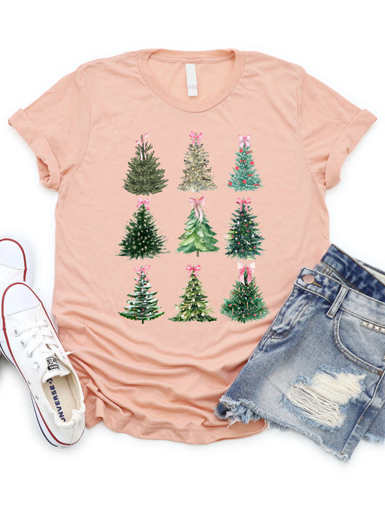 Decorated Bow Christmas Trees Graphic Tee