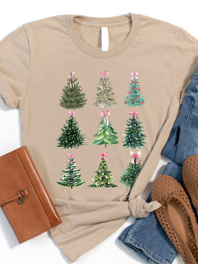 Decorated Bow Christmas Trees Graphic Tee