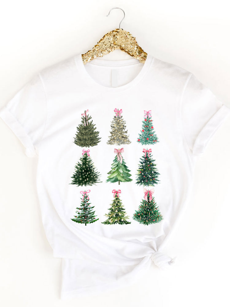 Decorated Bow Christmas Trees Graphic Tee