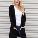 Black 1X Long Pocket Cardigan