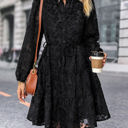  Lace Bubble Sleeve Tiered Dress