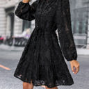 Medium Black Lace Bubble Sleeve Tiered Dress