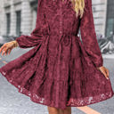 Medium Raisin Lace Bubble Sleeve Tiered Dress