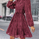 XL Raisin Lace Bubble Sleeve Tiered Dress
