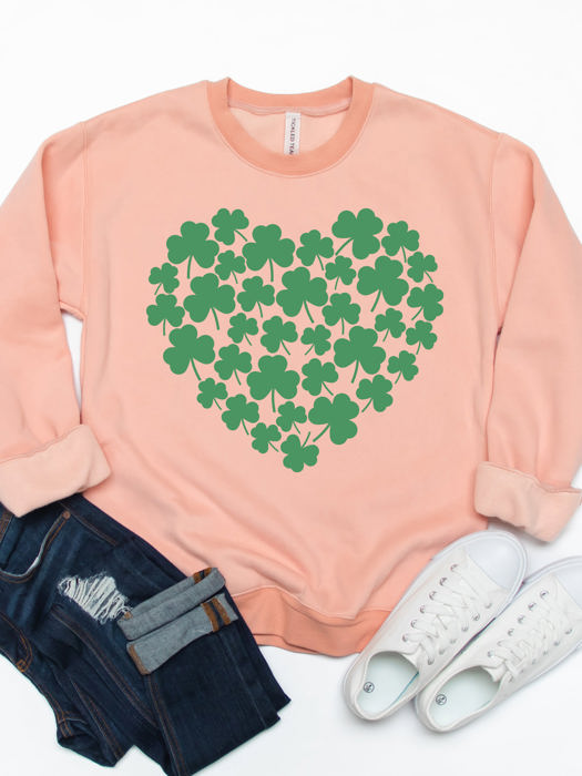 Heart Clovers Graphic Sweatshirt - St. Patricks Day