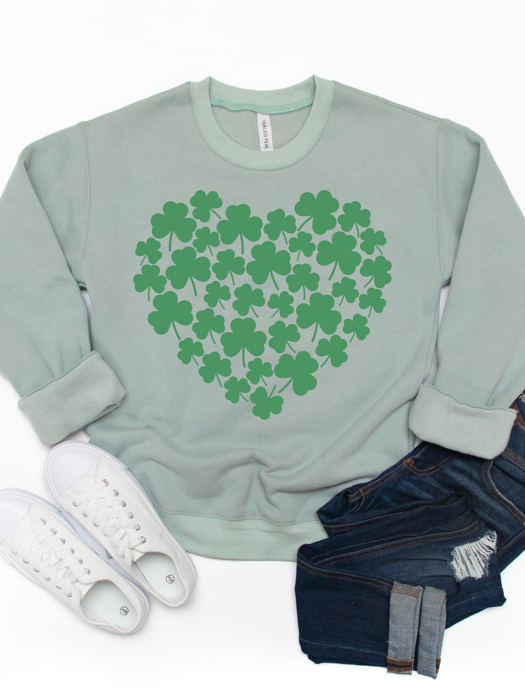 Heart Clovers Graphic Sweatshirt - St. Patricks Day