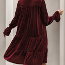 Small Red Smocked Sleeve Velvet Dress