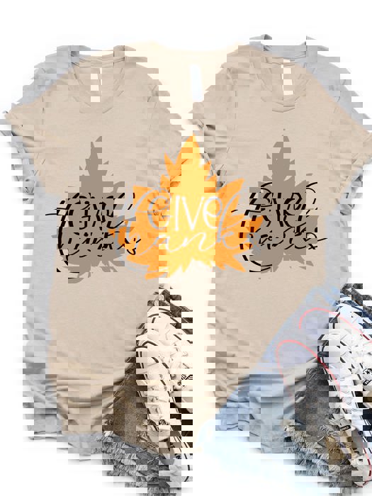 Give Thanks Leaf Graphic Tee