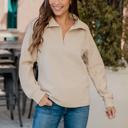  Ribbed Texture Quarter Zip Pullover