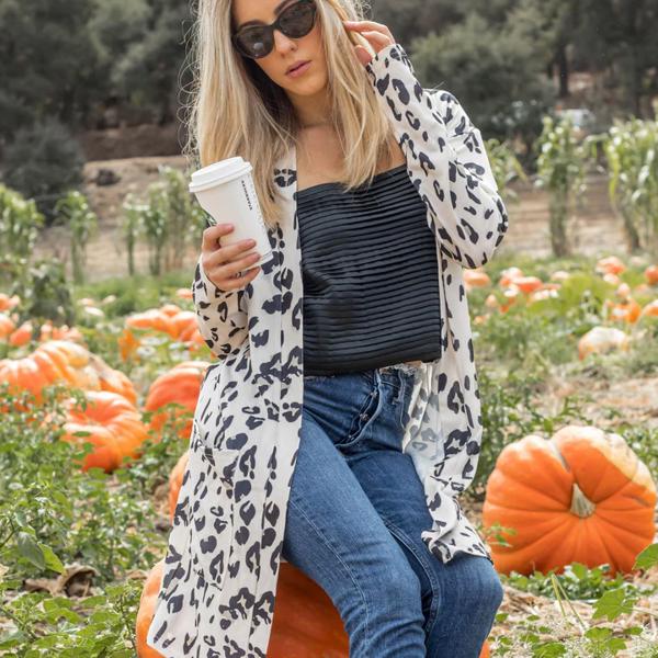 Cream Leopard Pocket Cardigan