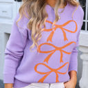 Medium Purple Triple Bow Sweater
