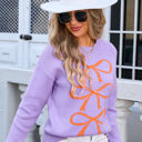 Small Purple Triple Bow Sweater