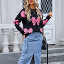XL Black Bow Print Sweater