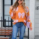 Large Orange Bow Print Sweater