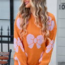 Large Orange Bow Print Sweater