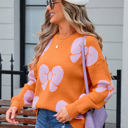 Small Orange Bow Print Sweater