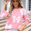 Medium Pink Bow Print Sweater