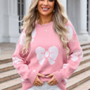 Medium Pink Bow Print Sweater