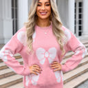 Medium Pink Bow Print Sweater