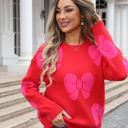 Large Red Bow Print Sweater