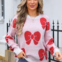 XL Off-white Bow Print Sweater