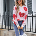 XL Off-white Bow Print Sweater