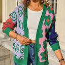  Colorful Mixed Pattern Open Front Cardigan
