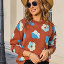 Multicolor Contrast Floral Sweater