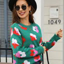  Multicolor Contrast Floral Sweater