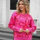 Large Pink Abstract Flower Sweater