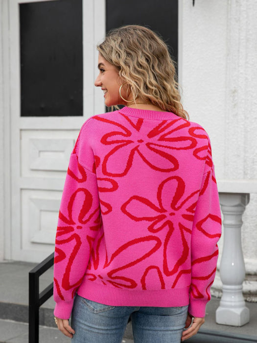Abstract Flower Sweater