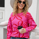 XL Pink Abstract Flower Sweater