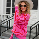 XL Pink Abstract Flower Sweater