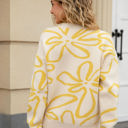 XL Yellow Abstract Flower Sweater