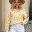 XL Yellow Abstract Flower Sweater